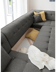 Тъмносив U-образен разтегателен диван, десен ъгъл Dazzling Daisy - Miuform