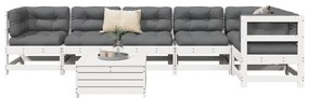 3250865 vidaXL Градински комплект диван от 7 части, бял, масивно дърво бор
