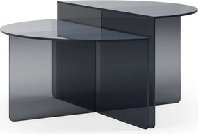 Сиви стъклени кръгли масички за кафе в комплект 2 бр. ø 80 cm Velta – MOME