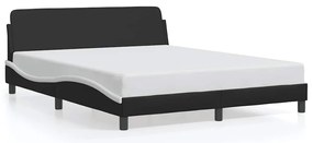 373223 vidaXL Рамка за легло Dover, черна, бяла, 160x200см, изкуствена кожа