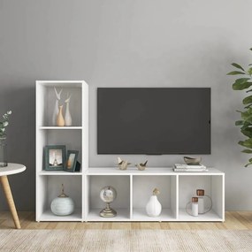 3079934 vidaXL ТВ шкафове, 2 бр, бели, 107x35x37 см, инженерно дърво