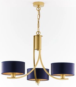 Jupiter 2093 - Полилей на верига ARTHUR 3xE27/15W/230V синьо/златно