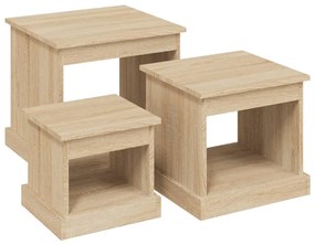 816491 vidaXL Кафе маси, 3 бр, дъб сонома, инженерно дърво