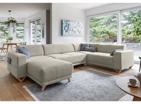 Бежов разтегателен/с място за съхранение ъглов диван (десен ъгъл/U форма) Classy Sophie – Miuform