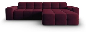 Ъглов диван от кадифе в цвят бордо (десен ъгъл) Kendal - Micadoni Home