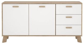 Скрин от дъбов декор в бял и естествен цвят 147x73x39 cm Ikast – Tvilum