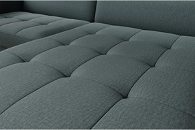 Сиво-зелен кадифен разтегателен ъглов диван с място за съхранение (десен ъгъл) Gomsi – ELTAP