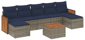 3260325 vidaXL Градински диван с възглавници, 8 части, полиратан, сив