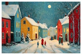 Картина на платно – Коледна улица през нощта
