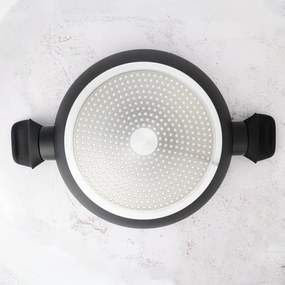 Комплект тенджери и тигани Royalty Line FD10, 10 части, Лят алуминий, Greblon мраморно покритие, Индукция, Черен