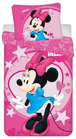 Розово единично детско спално бельо от микрофибър 140x200 cm Minnie "Hello" – Jerry Fabrics