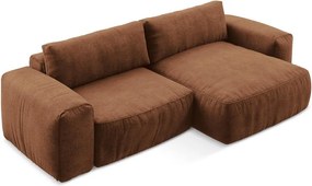 Теракотен шенилов сгъваем ъглов диван (десен ъгъл) Kuki – Makamii