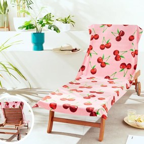 Розова памучна плажна кърпа 78x200 cm Cherries – Catherine Lansfield