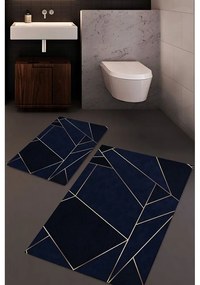 Тъмносини килими за баня в комплект 2 бр. 60x100 cm Geometric – Mila Home