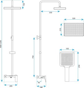 Комплект за душ REA JOE Brush Gold