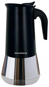 Кубинска кафеварка Klausberg KB 7847, 12 чаши, 600 мл, Неръждаема стомана, Индукция, Черен/Инокс