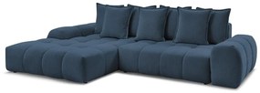 Тъмносин шенилов сгъваем/с място за съхранение ъглов диван (ляв ъгъл) Everest – Bobochic Paris