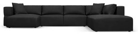 Черен ъгъл U-образен диван, десен ъгъл Esther – Milo Casa