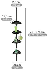 Черен телескопичен ъглов пластмасов рафт за баня Compact – Wenko