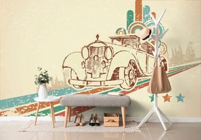 Самозалепващ тапет – Кола с винтидж фон
