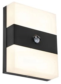 Външна стенна лампа черна IP44 с LED с датчик за движение - Dualy