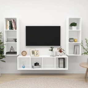 3079745 vidaXL Комплект ТВ шкафове от 3 части, бял, инженерно дърво