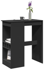 854338 vidaXL Бар маса с рафтове, черна, 90x47,5x103,5 см, инженерно дърво