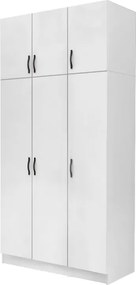Шкаф с три врати от меламин Vivian с кабинет в бял цвят 120x51.8x240см.