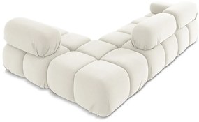 Бял кадифен модулен ъглов диван (десен ъгъл) Lokua – Makamii