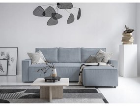 Светлосив разтегателен ъглов диван от рипсено кадифе (променлив) Brave Dave – Miuform