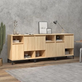 3185746 vidaXL Сайдборд, 3бр, дъб сонома, 60x35x70 см, инженерно дърво