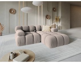 Светлокафяв кадифен модулен ъглов диван (десен ъгъл) Bellis – Micadoni