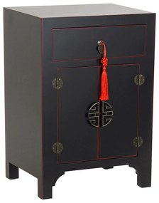 Нощно шкафче DKD Home Decor Ела Червен Черен Дървен MDF 45 x 34 x 66 cm