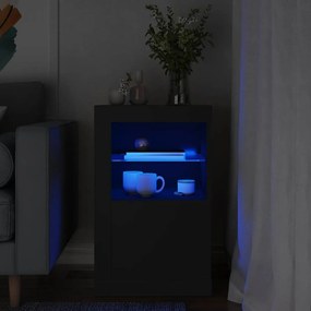 836632 vidaXL Страничен шкаф с LED осветление, черен, инженерно дърво