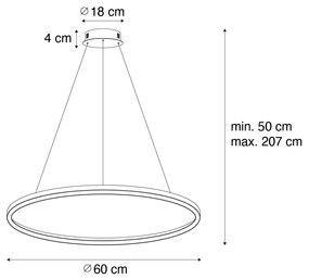 Златна висяща лампа 60см с LED 3-степенна димируема - Girello