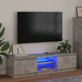 804296 vidaXL ТВ шкаф с LED осветление, бетонно сив, 140x40x36 см