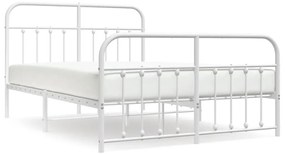 352645 vidaXL Метална рамка за легло с горна и долна табла, бяла, 140x190 см