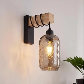 BRILAGI - Стенно осветително тяло WOOD GLASS 1xE27/60W/230V бор/черно/опушено кафяво