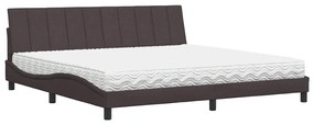 3310555 vidaXL Легло с матрак Hanko, тъмнокафяво, 200x200 см, плат
