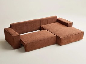 Шенилов сгъваем/с място за съхранение ъглов диван в меден цвят (десен ъгъл) Maze – Maison de Rêve