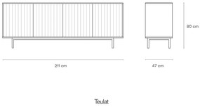 Сив нисък скрин 211x80 cm Sierra – Teulat