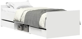 3203817 vidaXL Рамка за легло с горна и долна табла, бяла, 75x190 см