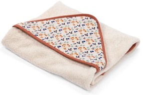 Кремава памучна бебешка кърпа с качулка 80x80 cm Pomme des Bois - Moulin Roty