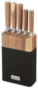 Комплект ножове Klausberg KB 7981, 6 части, Неръждаема стомана, Стойка, Кафяв/графит