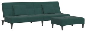 3258112 vidaXL 2-местно разтегателно канапе с табуретка, тъмнозелено, кадифе
