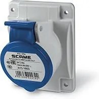 Scame Промишлен контакт 2P+Е 16A 230V IP54 серия Optima панелен монтаж 70х87мм - 413.1663