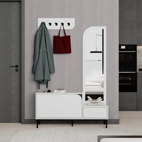 Меламинов шкаф за обувки Мила с закачалка в бял цвят 120x37x171,6см.