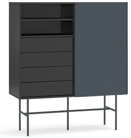 Висок скрин с плъзгащи се врати в черно и антрацит 120x140 cm Nube - Teulat