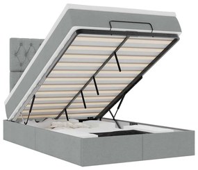 3314072 vidaXL Османска легло с матрак и LED, светлосиво, 120x190 см, плат