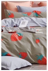 Единично удължено спално бельо от памук Renforcé с включен долен чаршаф 3 части 160x220 cm Strawberry – Mila Home